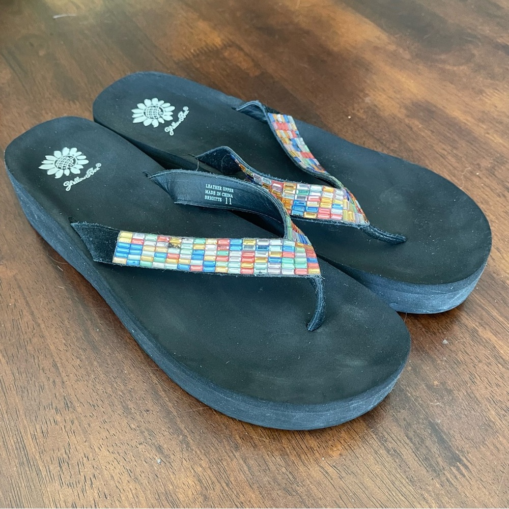 Yellow Box | Brigitte Leather Bling Flip Flops Sole Women's Size‎ 11 Beach